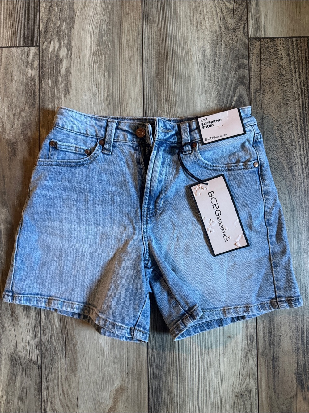 BCBGeneration Light Wash Denim Boyfriend Shorts